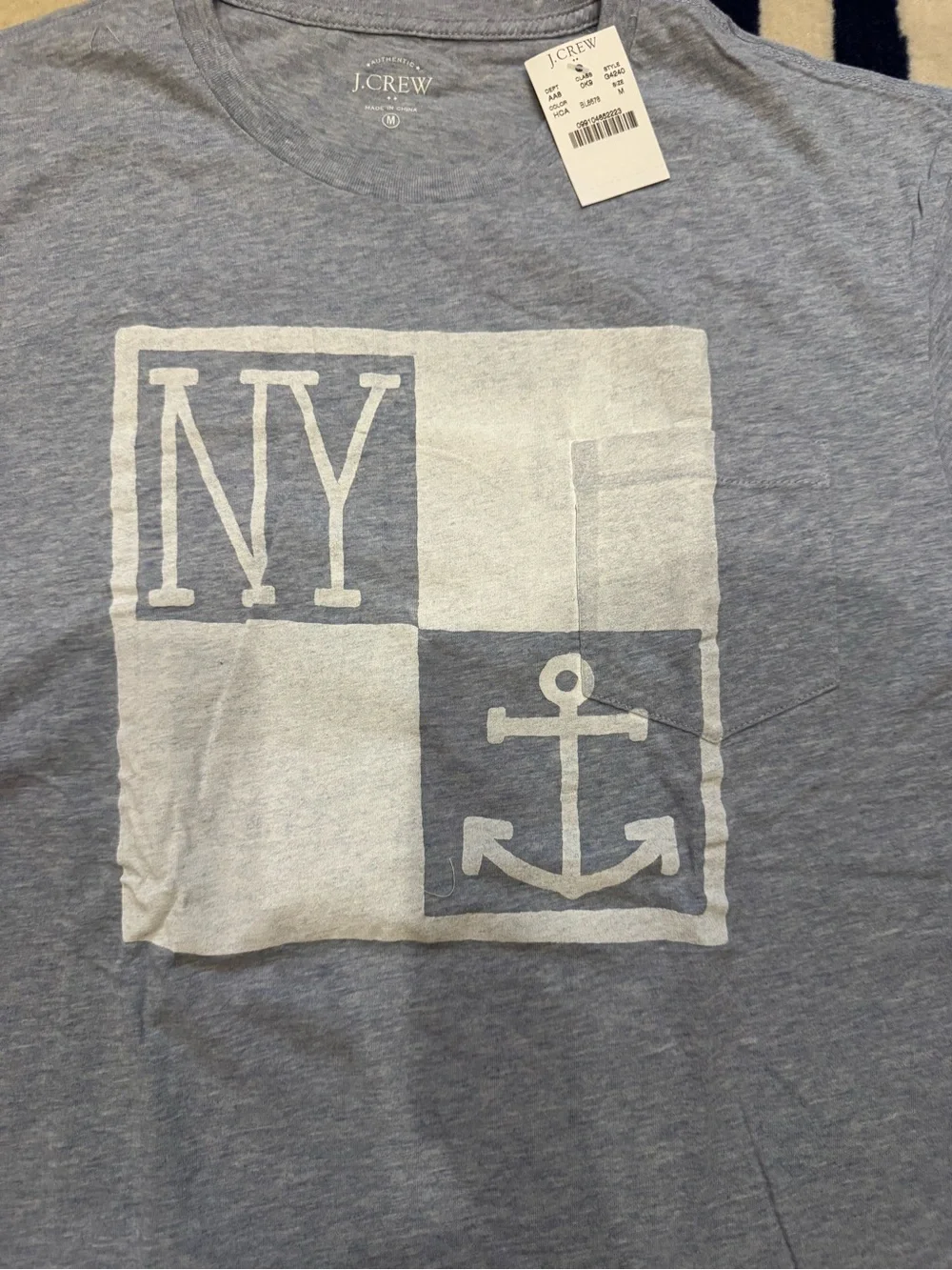 J. Crew Men’s NY Anchor Graphic Tee - Heather Gray